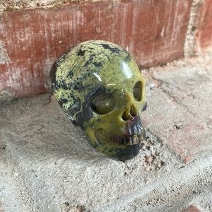 Green granite carved mini skull